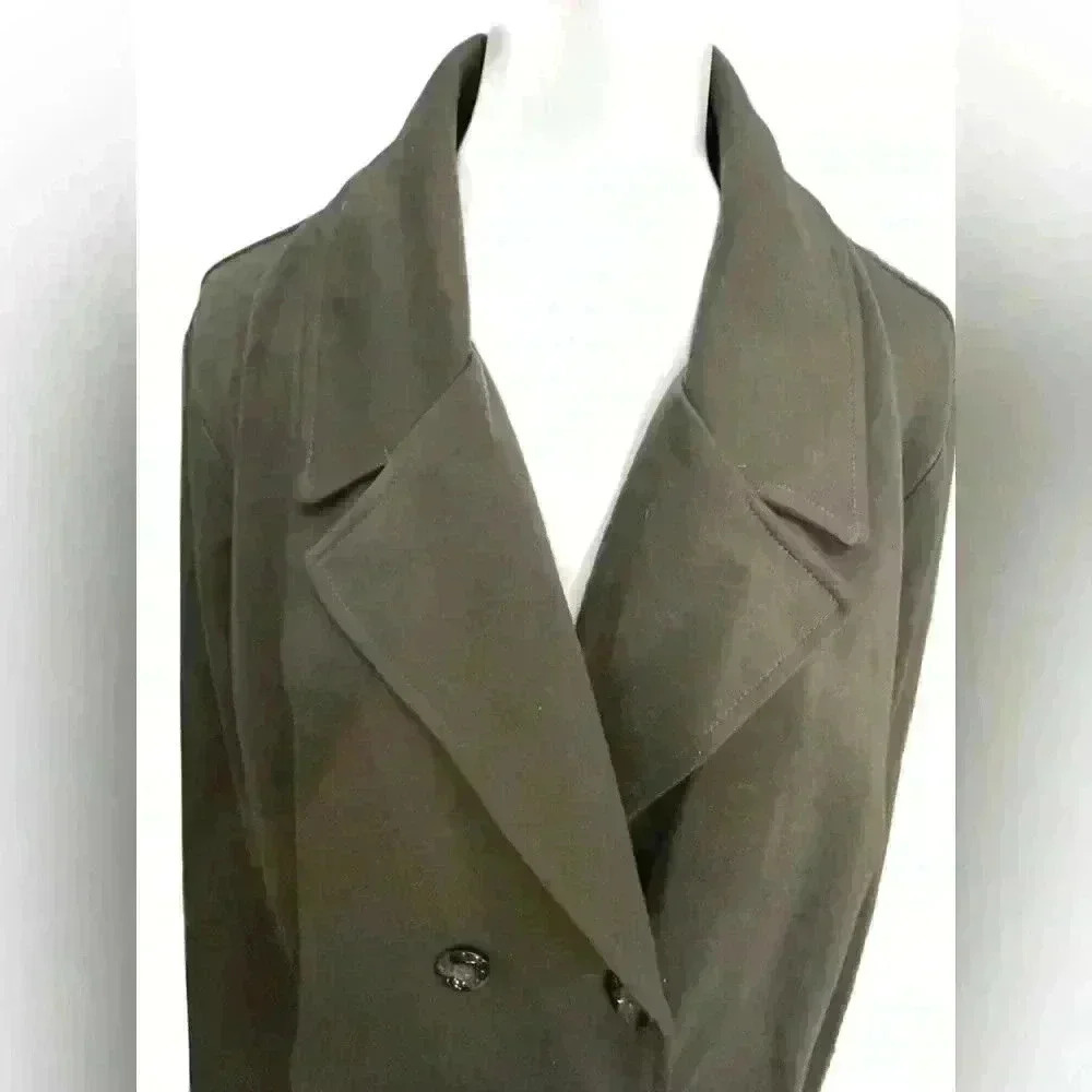 Olive Green Plus Size XXL Double-Breasted Button Up Blazer - Picture 3 of 11